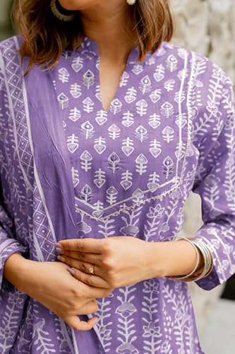 Image of MIRCHI FASHION Pure Cotton Women Straight Batik Print & Mirror Work Kurti Set with Dupatta and Pant