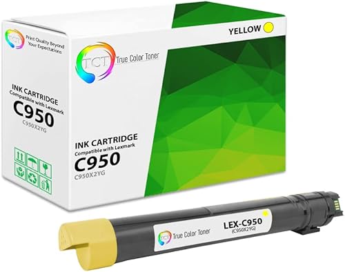 TCT Cartucho de tóner de repuesto prémium compatible para impresoras Lexmark C950 C950X2YG, color amarillo, alto rendimiento, funciona con