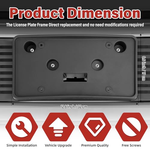 Image of License Plate Bracket Accessories for Chevrolet Chevy Traverse 2009 2010 2011 2012, Front Bumper License Plate Holder Replacement Frame Black Mount