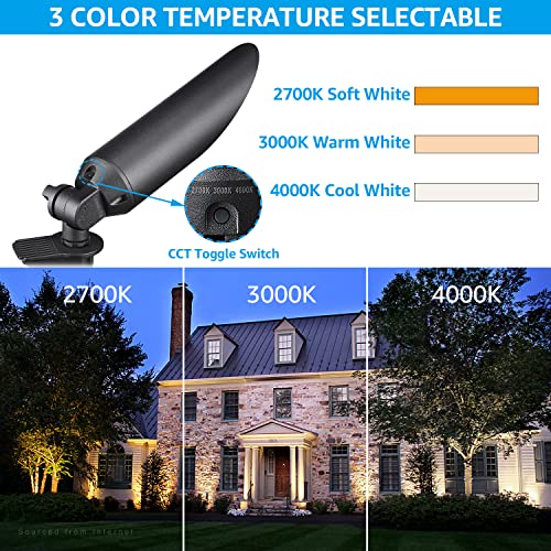 Leonlite 3Cct 5W Low Voltage Landscape Spotlight, 2700K/3000K/4000K Selectable, 12V Led Landscape Lights, 350Lm, Ip65 Waterproof, Etl Listed, Aluminum, Outdoor Uplights For Tree, Black, Pack Of 4 #TOP1