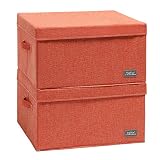 YueYue Foldable Storage Large Clothes Box Fabric，Box Fabric Bin Cube Basket With Lid，Collapsible B