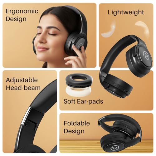 pTron Studio Pro Wireless Over Ear Headphones Noir - Image 8