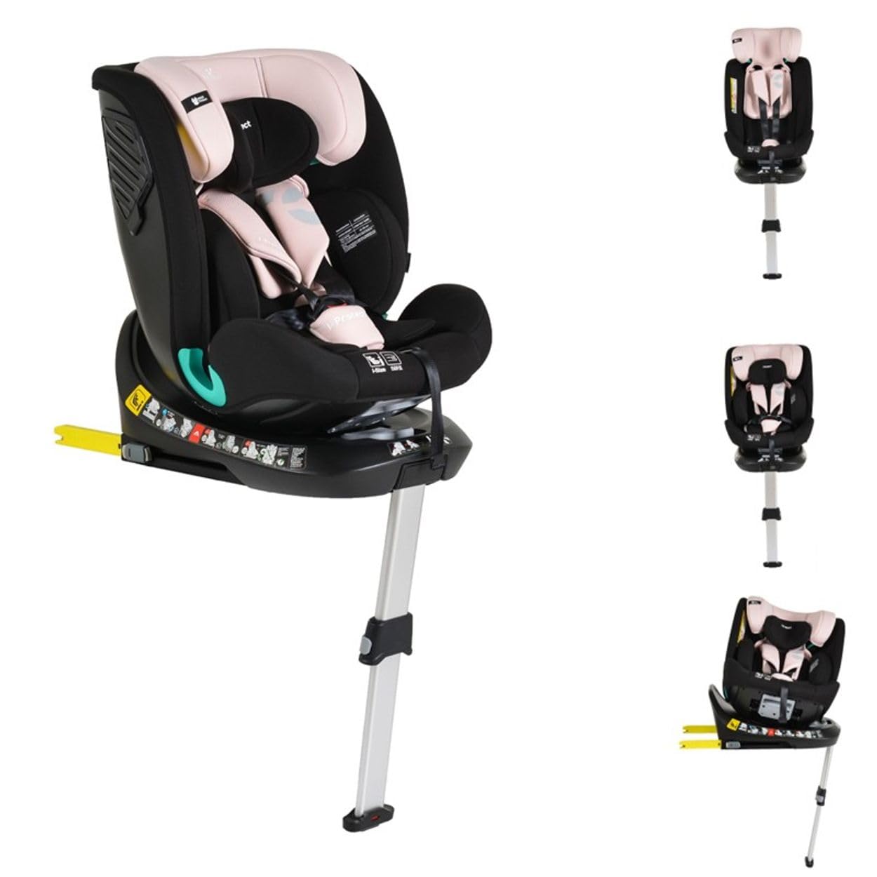 Cangaroo seggiolino bambini Hoku i-Size (40-150cm) gruppo 0/1/2/3 gamba sostegno, colorazione:rosa