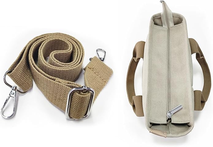 Image of Canvas Tote Bag for Women,Small Totes Bags with Zipper Crossbody Purse with Pockets Large Shoulder Handbag,2 Sizes