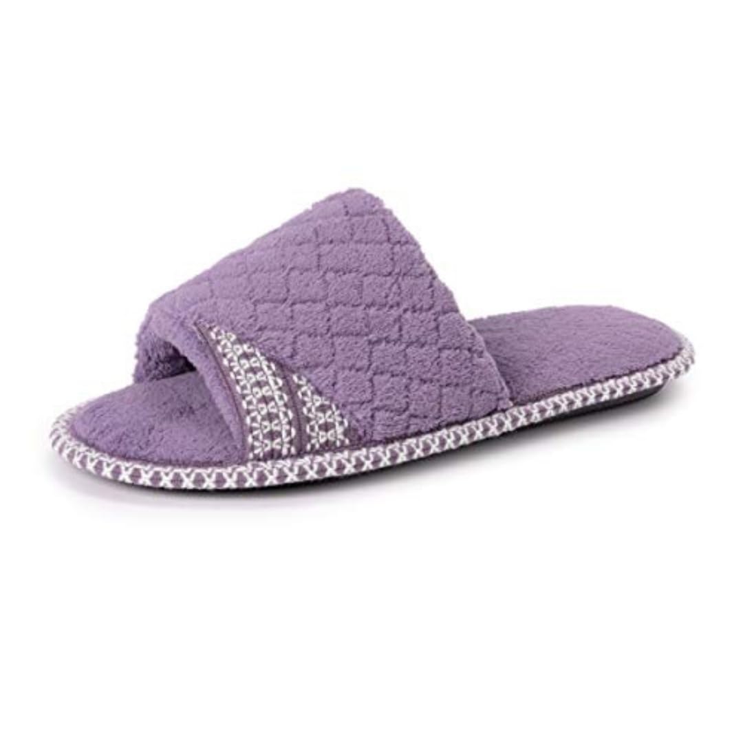 MUK LUKS Women's Sally Micro Chenille Scuff Slipper-Lilac, Large UK
