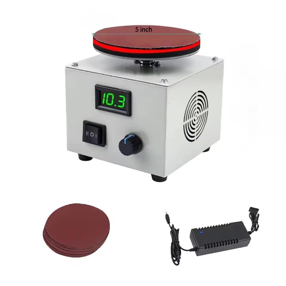 Yxzqloz 5-Inch Mini Disc Sander & Bench Grinder Forward/Reverse Rotation And Variable Speed ​​Control; Electric Sander (10 Sanding Discs) For Diy Woodworking And Crafting