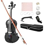 HOMCOM Violín 4/4 de Tamaño Completo de Madera, Set de Violín para Principiantes, Adultos y Niños, con Estuche Ligero, Arco, Colofonia, Afinadores, Cuerdas y Soporte para Hombro, Negro