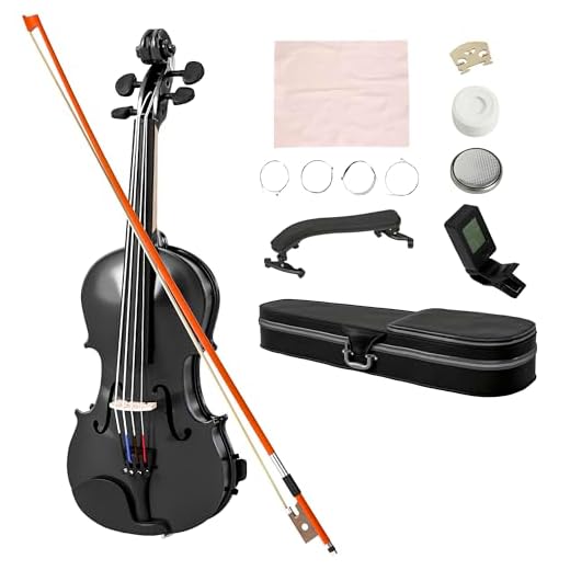 HOMCOM Violín 4/4 de Tamaño Completo de Madera, Set de Violín para Principiantes, Adultos y Niños, con Estuche Ligero, Arco, Colofonia, Afinadores, Cuerdas y Soporte para Hombro, Negro