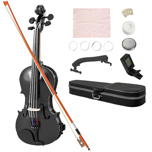 HOMCOM Violín 4/4 de Tamaño Completo de Madera, Set...