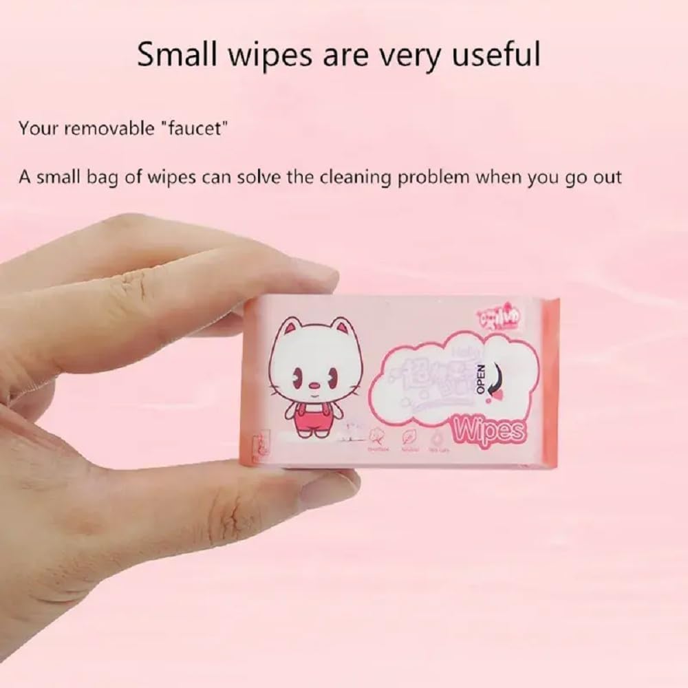Verra Enterprise Mini Baby Wipes Disposable Portable Pocket Water Wipes Baby Skin Care Wet Tissue Travel Children Baby Hand & Face Baby Sanitizing Cleansing/Moisturising Wipes For Fresh(64 Wipes X 1 Pack) 2