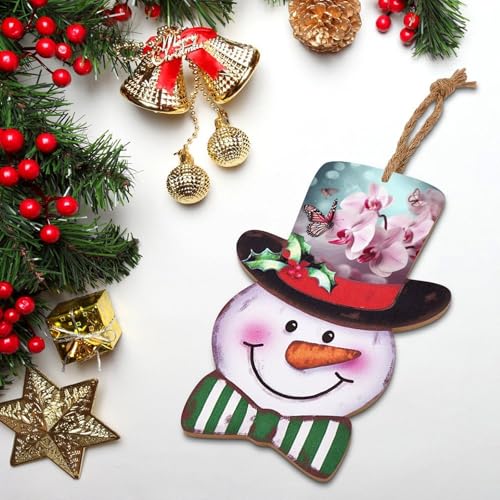 Panneau de Noël en bois rigide avec détails d'orchidée et fleur festive - 5