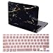 HDE MacBook Pro 13-inch Retina Case with Keyboard Cover 2-in-1 Ultra Slim Hard Shell Protective Snap On Cover Fits Models A1425 / A1502 (2012-2015 Release) - Black Gold Marble