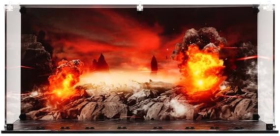 Plexico Display Case Compatible With Lego 75413 Republic Juggernaut, (Special Edition (Printed Base & Back Panel))