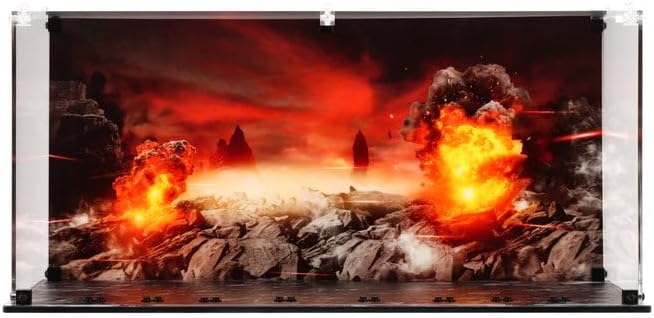 Plexico Display Case Compatible With Lego 75413 Republic Juggernaut, (Special Edition (Printed Base & Back Panel))