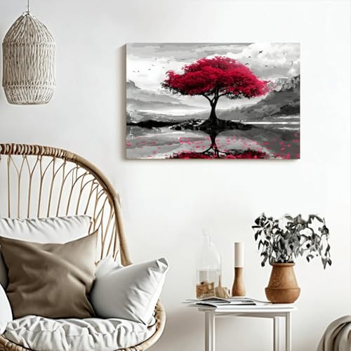 Peintures sur toile arbre de vie rouge pour apporter une harmonie esthétique à votre maison - 3