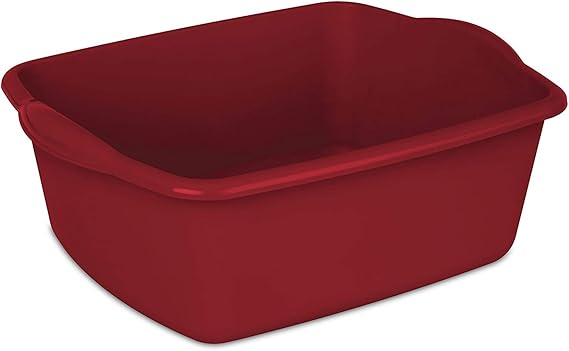 Sterlite 12 Quart Dishpan Basin, Multi-Purpose, 15 3/4 x 12 1/2 x 6, Red, 1-Pack