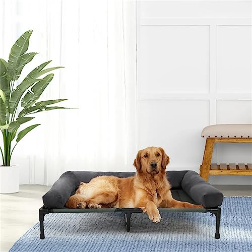 BingoPaw Hundeliege Outdoor Grosse Hunde: Erhöhtes Hundebett Haustierbett Sonnenliege für draussen Camping Garten XXL 130x90x18 cm