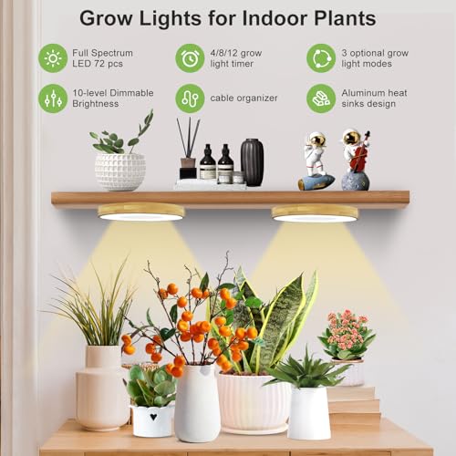 Aopeids Grow Light for Indoor Plants, 216 LEDs Full Spectrum Halo Plant Light with Auto On/Off Timer (4/8/12H), 10-Level Dimmable, 3 Lighting Modes for Small Plants, Bamboo (6.3 inch Tri Head) by Aopeids - Image 2