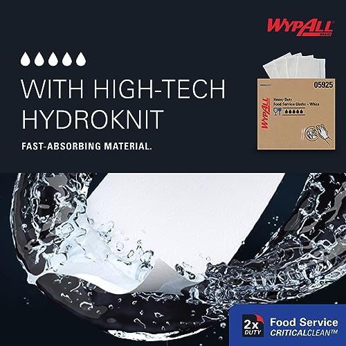 WypAll CriticalClean Cloths Heavy Duty Foodservice Wipes (05925), Quarterfold Towels, White (1 Box of 300 Sheets, 300 Sheet Total)