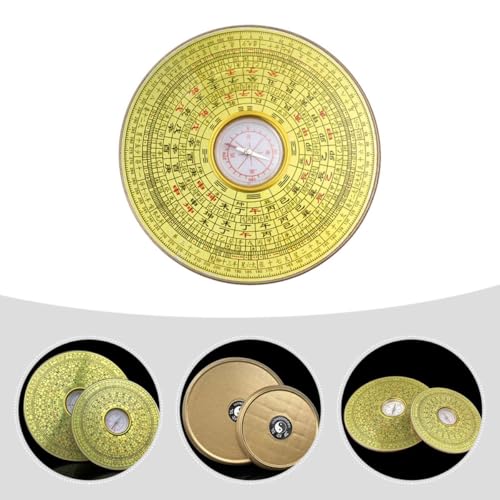Brújula china Feng Shui redonda 14cm de aleación vintage miniatura 3
