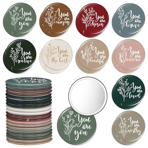Unittype 30 Pcs Inspirational Compact Mirror Bulk for Women,Retro