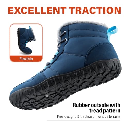 Image of Snow Boots for Men Insulated Winter Barefoot Shoes Minimalist Wide Toe Box Shoes Drop Zero Fur Lined Cold Weather Non Slip Lightweight botas de invierno para hombre