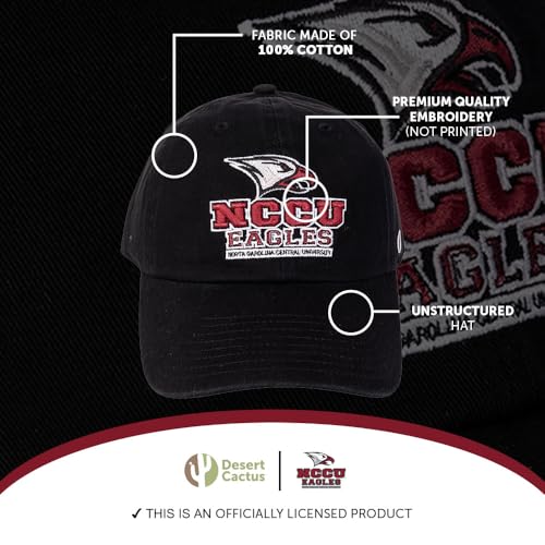 Gorra bordada ajustable NCCU Eagles unisex negra miniatura 4