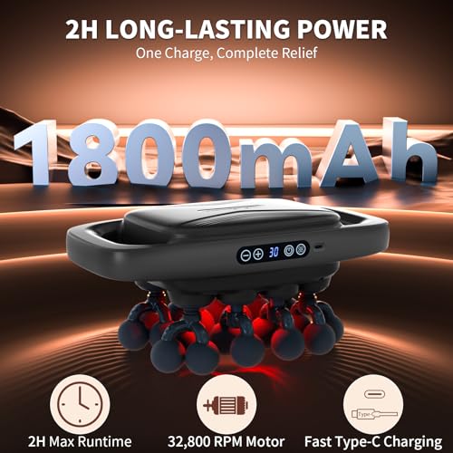 Image of 20-Head Massage Gun, 30 Intensity Levels 3 Modes, Deep Tissue Massager with 50KG Force & Noise-Free Motor for Neck Back Legs Shoulders, Portable for Full Body Muscle Recovery