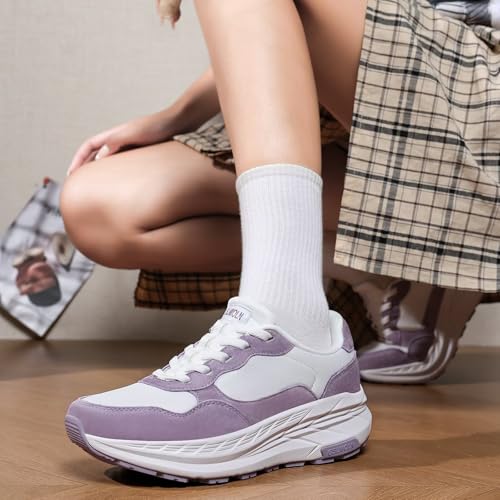 Image of GSLMOLN Women's Casual Walking Shoes Breathable Non Slip Tennis Cushion Fashion Gym Sneakers