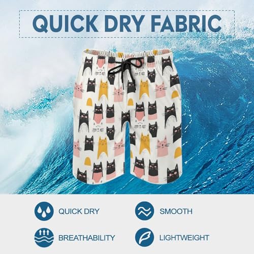 Hawaiian Shorts for Men - Comfy Cats Cute Colorful Print Mens Swim Trunks Bathing Suits with Mesh Lining4