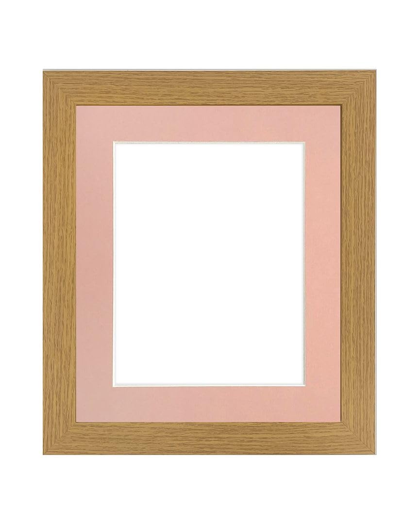 FRAMES BY POST Studio Oak Picture Photo Frame with Pink Mount 20 x 16 for Image Size 15 x 10 Inch