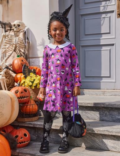 Image of Arshiner Girls Long Sleeve Vintage Peter Pan Collar T-Shirt Dress Age 4-13 Years