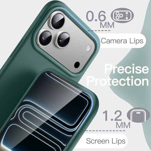 Image of JETech Liquid Silicone Case for iPhone 17 Pro 6.3-Inch, Silky Soft Touch Full-Body Protection, Anti-Scratch Shockproof Phone Cover with Microfiber Lining (Midnight Green)