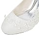 Emily Bridal Brautschuhe Frauen Seide wie Satin Stämmiger Absatz Absatzschuhe mit Stich Spitzen Blume Kristall Perle, Elfenbein, 38 EU (5 UK)