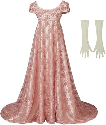 VEECOOCOS Edwina Sharma Costume Dress Womens Regency Dress Victorian Tea Gown Dress