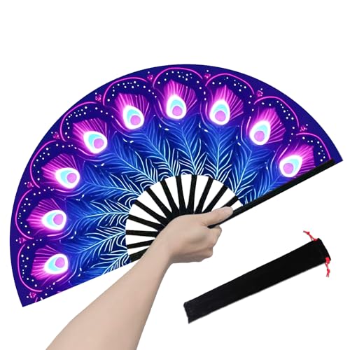 RISANXUN Boots on The Ground Fan Large Folding Hand Fan for Women and Men Popping Fans for Line Dancing for Raves EDM Dance Party and Home Decoration