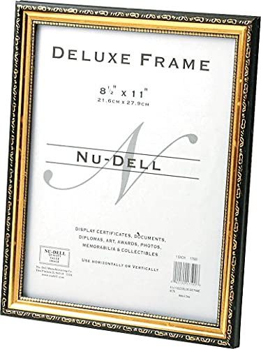 Glolite Nudell 881286 Deluxe Document And Photo Frame, Molded Styrene/plastic, 8.5 X 11 Insert, Gold/black
