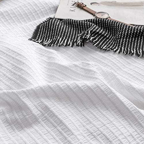 Lausonhouse Seersucker Duvet Cover Set King,White Seersucker Textured Striped Duvet Cover With 2 Pillowshams,3 Pieces Bedding Set- White-King #TOP3