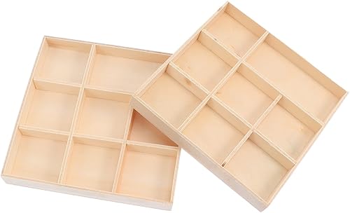 EXCEART Caja de bandeja de madera para compartimentos de manualidades, cajas divididas de madera, suculentas, maceta, caja de almacenamiento de
