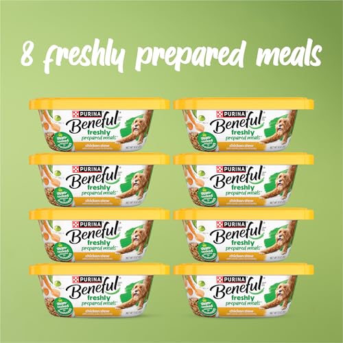 Purina Beneful Wet Dog Food Freshly Prepared Meals Chicken Stew with Rice, Carrots, Peas, and Barley - (Pack of 8) 10 oz. Tubs