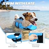 VIVAGLORY Front Float Schwimmweste Hund, Hundeschwimmweste für Bootfahren, Schwimmweste with Kopfstütze, Auftrieb & Schwimmhilfe, S, Blau