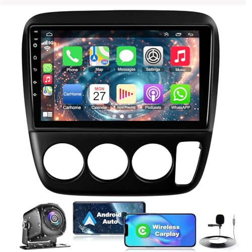 4G+64G Car Radio Stereo for Honda CRV 1997-2001, Wireless Carplay&Android Auto with Android 12 Support Bluetooth/Voice Control/GPS/WiFi/Back-up Camera/SWC/FM, 9 Inch IPS Touch Screen for Honda CRV