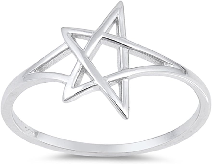 Pentagram Star Ring New .925 Sterling Silver Criss Cross Knot Band Sizes 4-10