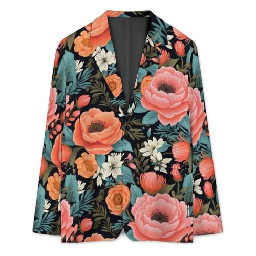 Boho Floral Men's Casual Blazers Slim Fit Sport Coats Blazer Two Buttons Suit Jacket for Work Party3