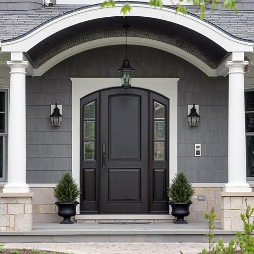 Artificial Topiary Cedar Trees 2FT Tall 2 Set, Outdoor Indoor Faux Pine Shrubs Plants, Realistic Fake Plants Front Porch Decor, Artificial Bushes Cypress for Home Front Door Offices