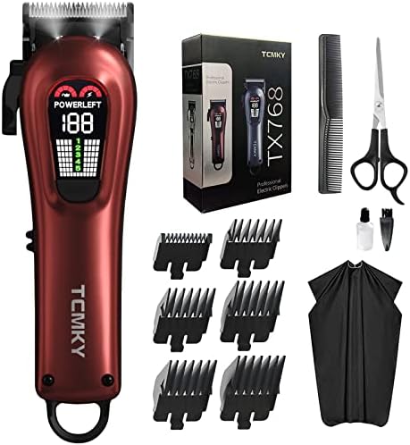 TCMKY Hair Clippers for Men Professional Hair Trimmer for Men - Cordless&Corded Barber Clippers for Hair Cutting & Grooming, Rechargeable Hair Trimmer Kit for Household (Red)