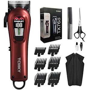 Hair Clippers for Men Professional Clippers for Men Cordless&Corded Barber Clippers for Hair Cutting & Grooming. Rechargeable Hair Trimmer Kit for Household (Red)