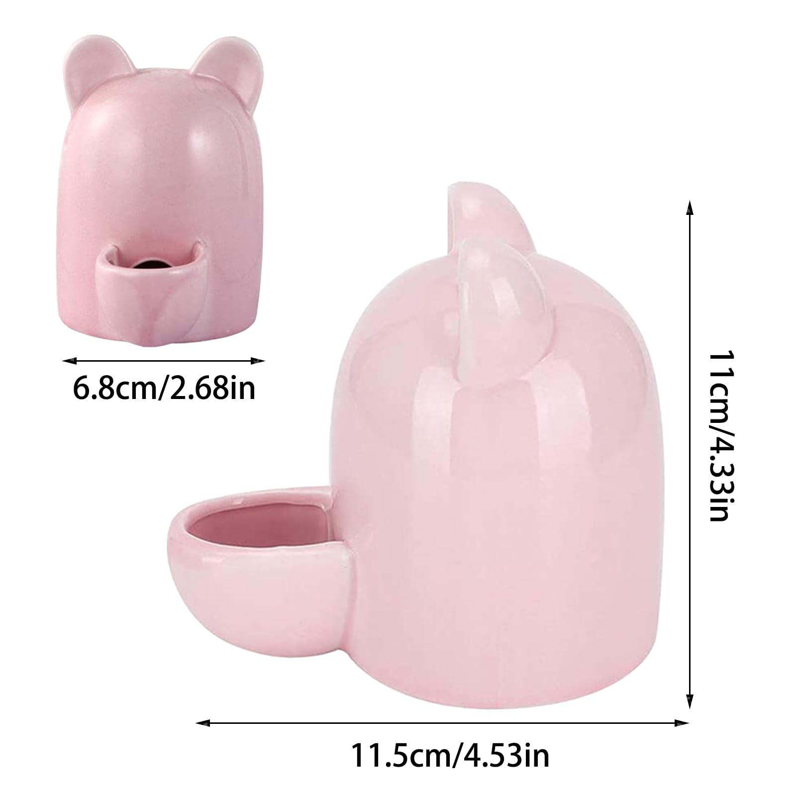 Bottiglia d'Acqua e Ciotola in Ceramica per Criceti, Silenziosa e Stabile per Cincillà, Cavie, Ricci, Uccelli (Rosa, 300ml)