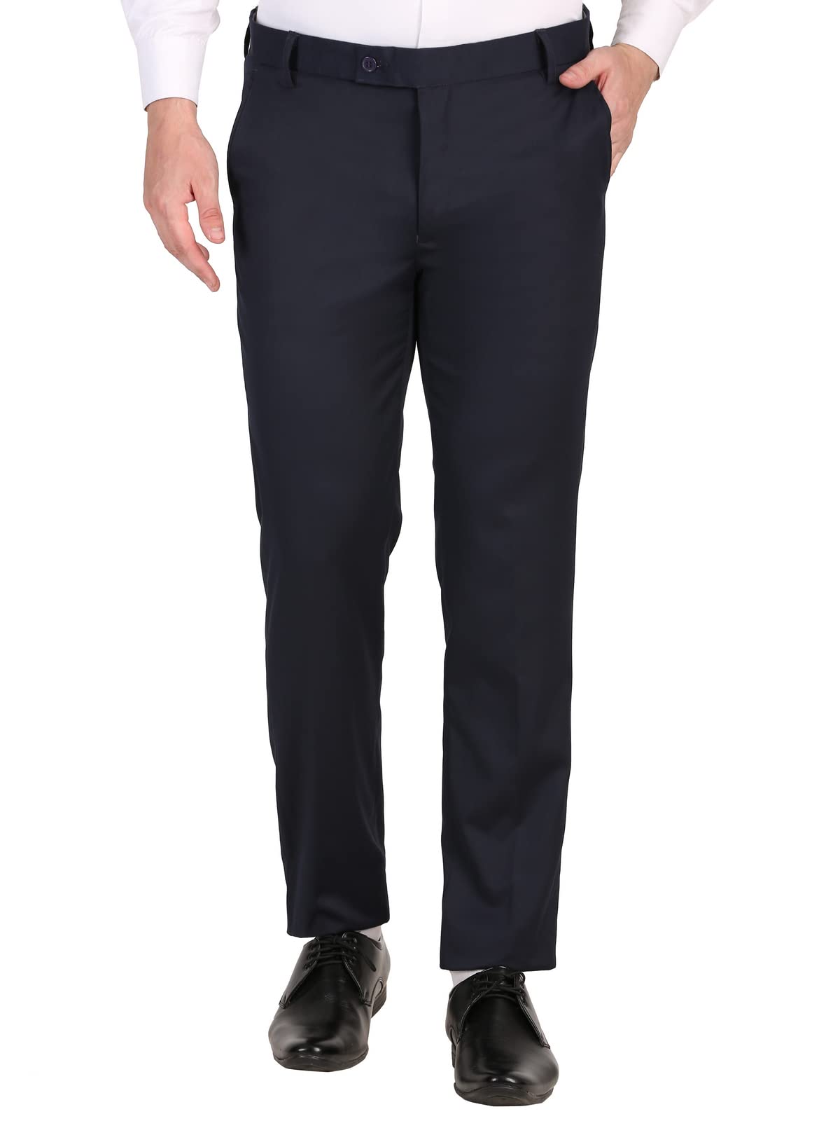 sode vilish Navy Blue Formal Trouser for Men - PV Comfortable Pant Men - Polyester Viscose Gents Trouser - Office Look Bottoms for Boys-picture-12