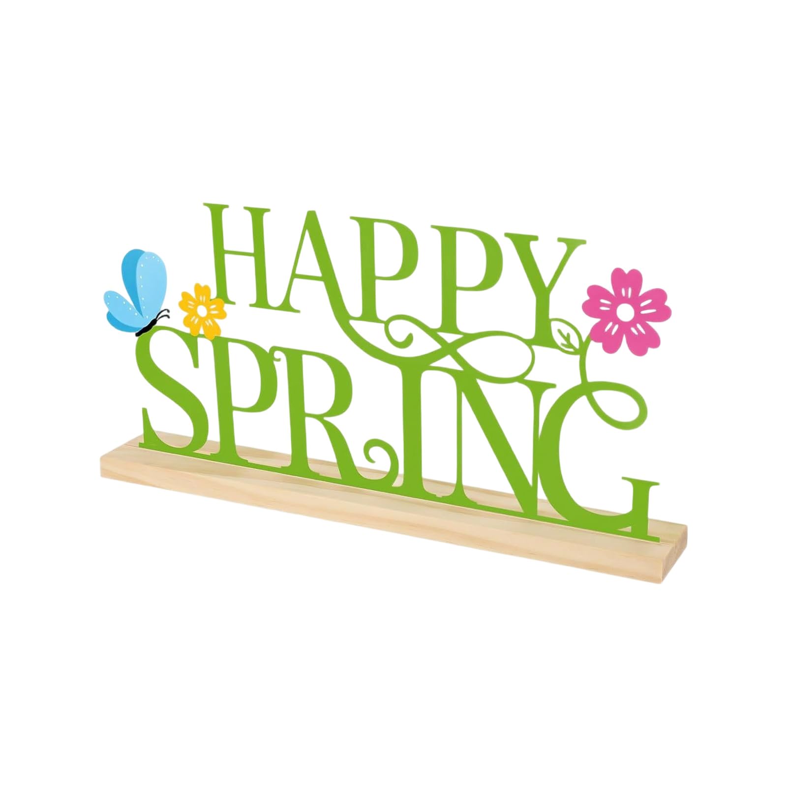 Decoration for Home, Offices, Mantel, Indoor, Farmhouse Rustics Seasonal Tiered Tray Decors Metal Happy Spring Signs Hello Spring Sign